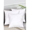 Perfect Sleeper Square Pillow 14x14 Inches, Set of 3, Soft Polyester Fibre Hotel Quality Premium Fibre Soft and Lightweight Cushion Filler, White Stripe