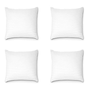 perfect sleeper square pillow 18x18 inches set of 4 arika square polyester fibre hotel quality premium fibre soft and lightweight cushion filler white stripe
