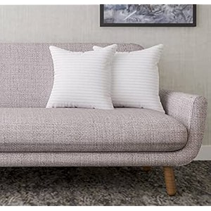perfect sleeper square pillow 22x22 inches set of 2 soft polyester fibre hotel quality premium fibre soft and lightweight cushion filler white stripe