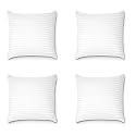 Perfect Sleeper Square Pillow 22x22 Inches, Set of 4, Soft Polyester Fibre Hotel Quality Premium Fibre Soft and Lightweight Cushion Filler, White Stripe
