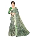 PERFECTBLUE Women's Digital Woven Linen Saree with Blouse Piece (DigiChampa_Variation)