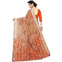 PERFECTBLUE Women's Digital Woven Linen Saree with Blouse Piece (DigiChampa_Variation)