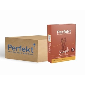 perfekt simple adult chicken and rice  minimum 30 chicken and max 48 rice  fresh dog food  complete meal or topper  for adult senior 300 gms x 15 pcs
