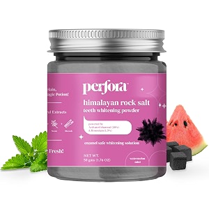 perfora charcoal teeth whitening powder  enamel safe amp effective teeth whitener solution dental kit stain removal and activated charcoal formula for long lasting freshness  watermelon mint flavour