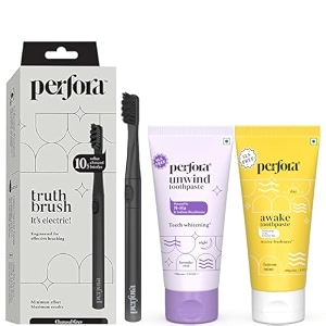 perfora electric toothbrush 2 modes aaa powered 90 days battery life  1 year warranty  electric brush electric toothbrush for men women amp kids 001 - charcoal grey brush-toothpaste combo