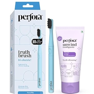 perfora electric toothbrush 2 modes aaa powered 90 days battery life1 year warrantyelectric toothbrush for men women amp kids 001-ocean blue brush-toothpaste combo 2 count