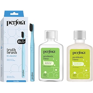 perfora electric toothbrush 2 modes aaa powered 90 days battery life  1 year warranty for men women amp kids 001 - ocean blue brush-mouthwash combo pack of 3