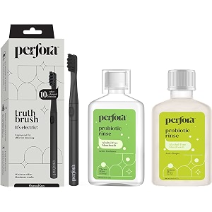 perfora electric toothbrush amp mouthwash combo  sonic amp automatic smart power toothbrush for complete oral dental hygiene  alcohol free anti plaque mouth wash for freshness  set of 2