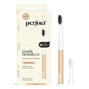 perfora electric toothbrush 2 modes aaa powered 24000 strokes 90 days battery life  1 year warranty  electric toothbrush for men women amp kids metallic range - luxe gold 1 count