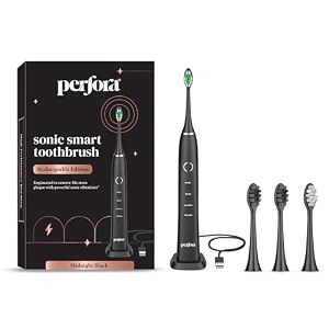 perfora electric toothbrush rechargeable electric brush 60 days battery life electric toothbrush for menwomenampkids sonic toothbrush with 4 brush heads 1 year warranty travel friendly1 countblack