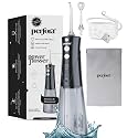 Perfora Power Dental Water Flosser - 300ml | 2 Year Warranty | 8 Water Pressure Settings & 2 Nozzles, 1500mAh Battery | Rechargeable Dental Floss for Teeth Oral Care, IPX7 Waterproof (Black)