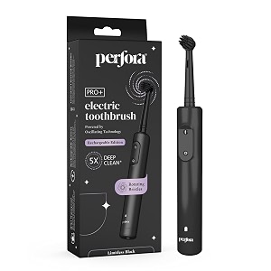 perfora pro oscillating electric toothbrush for men amp women  2 year warranty  8800 rpm 2 mode 2 min auto timer limitless black  3tp