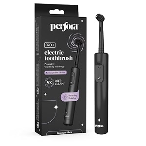 perfora pro oscillating electric toothbrush  2 year warranty  electric toothbrush rechargeable electric brush for men amp women 8800 rpm 1 mode 2 min auto timer limitless black