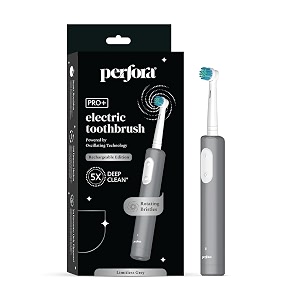 perfora pro oscillating electric toothbrush  electric toothbrush rechargeable electric brush toothbrush electric adult 8800 rpm 1 mode 2 min auto timer limitless grey