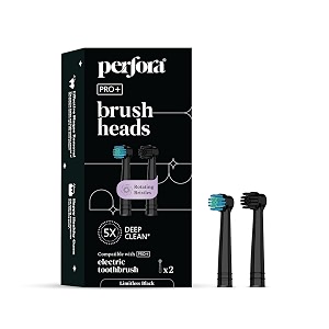 perfora adult battery powered replacement brushhead for pro oscillating toothbrush8800 rpm 1 mode 2 min auto timer 360 motion - limitless black1 count