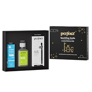 perfora sparkling smile limited edition gift box with charcoal grey electric toothbrush dream white toothpaste - 75g lemon mint mouthwash - 200 ml  oral dental care kit for adult amp kids  set of 3