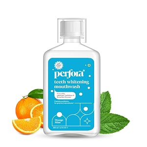 perfora teeth whitening mouthwash  alcohol free  mouth freshner with active ingredients like imercare perlwhite 19 no artificial colors  suitable for men women children  200ml