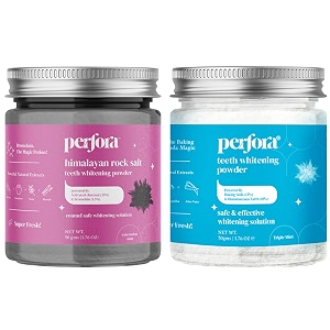 perfora teeth whitening powder combo triple mint and activated charcoal  enamel safe amp effective teeth whitener solution dental kit stain removal and triple mint formula for long lasting freshness