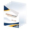 Performore 5 Pack of 4x6 Inch Plexiglass Sheet with Protective Film, 0.04" Thick PETG Panels, Clear Acrylic Plastic Sheet for Picture Frame, Invitations, Cricut
