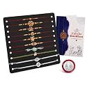 Periapt Rakhi Gift Set for Brother & Bhabhi – Traditional Rakhis with Silver Coin & Greeting Card - Combo for Raksha Bandhan