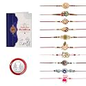 Periapt Rakhi Gift Set for Brother & Bhabhi – Traditional Rakhis with Silver Coin & Greeting Card - Combo for Raksha Bandhan