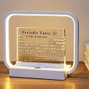 Periodic Table with Real Elements Inside, Acrylic Periodic Table with 83 Real Elements Periodic Table with Dimmable Modern LED Desk Lamp for Teachers Students, B-White