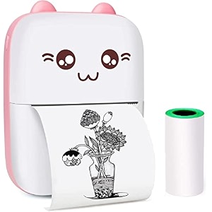 periperi mini thermal printer 1year warranty inkless bluetooth pocket printer for prints picture list memo receipt tags barcode labels compatible with ios android pink