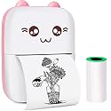 PeriPeri Mini Thermal Printer (1Year Warranty) Inkless Bluetooth Pocket Printer for Prints Picture List Memo Receipt Tags Barcode Labels Compatible with iOS, Android (Pink)