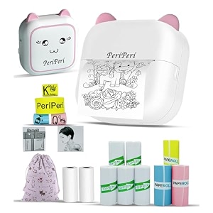 periperi c23 gift box combo mini thermal printer 1year warranty inkless bluetooth pocket printer with pouch 8 paper amp sticker rolls compatible with ios android pink