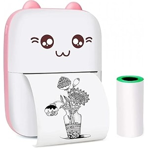 periperi c6 mini thermal printer 1year warranty inkless bluetooth pocket printer for prints picture list memo receipt tags barcode labels compatible with ios android pink