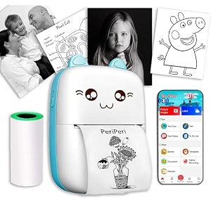 periperi c6 gift box combo mini thermal printer 1year warranty inkless bluetooth pocket printer with 6 paper amp sticker rolls compatible with ios android blue