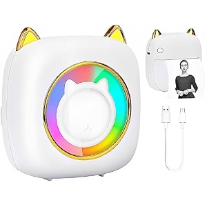 periperi rgb mini thermal printer inkless bluetooth pocket printer for prints picture list memo receipt tags barcode labels compatible with ios android white