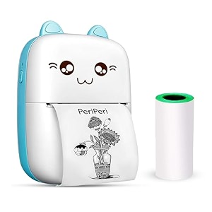 periperi c6 mini thermal printer 1year warranty inkless bluetooth pocket printer for prints picture list memo receipt tags barcode labels compatible with ios android blue