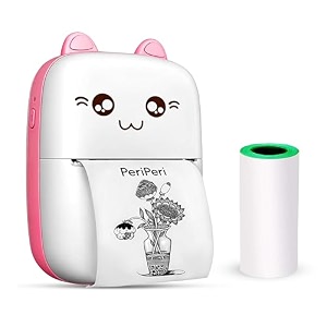 periperi c6 mini thermal printer 1year warranty inkless bluetooth pocket printer for prints picture list memo receipt tags barcode labels compatible with ios android pink