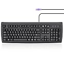 Perixx PERIBOARD-107 PS/2 Wired Keyboard – Full-Size US Layout with Curved Keys – Durable Plug & Play Classic Keyboard for Legacy PC Systems – Black, 104 Keys