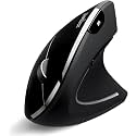 Perixx PERIMICE-813B Bluetooth Vertical Mouse - Wireless 3-in-1 Multi-Device Technology - Travelling Carry Bag - Black - Right Handed