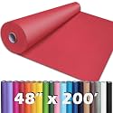 PerkHomy 48" x 2,400" (200') Red Kraft Paper Roll for Craft Bulletin Board Paper Art Table Covering Crafting Gift Wrapping Bouquet Packing Parcel 80GSM 55LB (Red, 48" x 200')