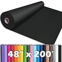 PerkHomy 48" x 2,400" (200') Black Kraft Paper Roll for Craft Bulletin Board Paper Art Table Covering Crafting Gift Wrapping Bouquet Packing Parcel 80GSM 55LB (Black, 48" x 200')