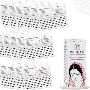 perpaa kumkum velvet round bindi box of 15 flaps for ladies women forehead bindi stick on size 7 diameter 4mm black