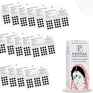 perpaa kumkum velvet round bindi box of 15 flaps for ladies women forehead bindi stick on size 3 diameter 10mm dark maroon