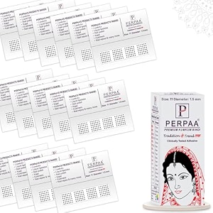 perpaa kumkum velvet round bindi box of 15 flaps for ladies women forehead bindi stick on size 11 diameter 15mm black