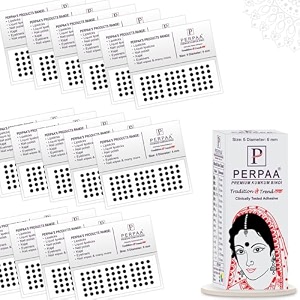 perpaa kumkum velvet round bindi box of 15 flaps for ladies women forehead bindi stick on size 5 diameter 6mm light maroon