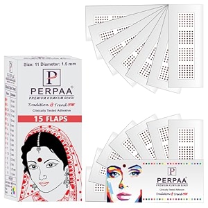perpaa kumkum velvet round bindi box of 15 flaps for ladies women forehead bindi stick on size 11 diameter 15mm dark maroon