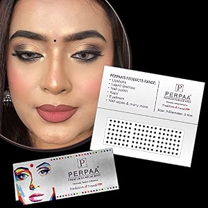 perpaa kumkum velvet round bindi box of 15 flaps for ladies women forehead bindi stick on size 9 diameter 2mm black