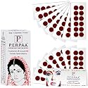 PERPAA Kumkum Velvet Round Bindi Box of 15 Flaps for Ladies Women Forehead Bindi (Stick On) (Size 1, Diameter 15mm, Light Maroon)