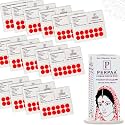 PERPAA Kumkum Velvet Round Bindi Box of 15 Flaps for Ladies Women Forehead Bindi (Stick On) (Size 1, Diameter 15mm, Red)