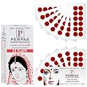 PERPAA Kumkum Velvet Round Bindi Box of 15 Flaps for Ladies Women Forehead Bindi (Stick On) (Size 1, Diameter 15mm, Light Maroon)