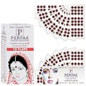 PERPAA Kumkum Velvet Round Bindi Box of 15 Flaps for Ladies Women Forehead Bindi (Stick On) (Size 3, Diameter 10mm, Dark Maroon)
