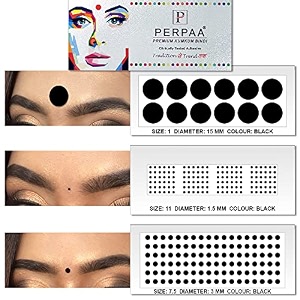perpaa simple plain black round kumkum forehead sticker bindis bindiya with different sizes for women pack of 3 flaps pbf3_br_combo no -35