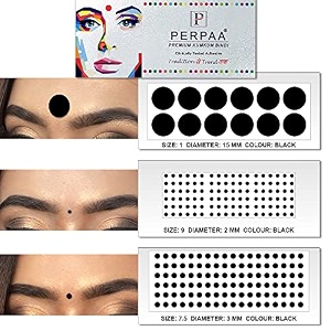 perpaa simple plain black round kumkum forehead sticker bindis bindiya with different sizes for women pack of 3 flaps pbf3_br_combo no -39